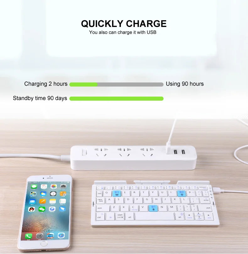 Jomaa Foldable Bluetooth Keyboard Rechargeable Keyboard Mini Folding Wireless Keyboard Aluminum Keypad With Stand For Phone